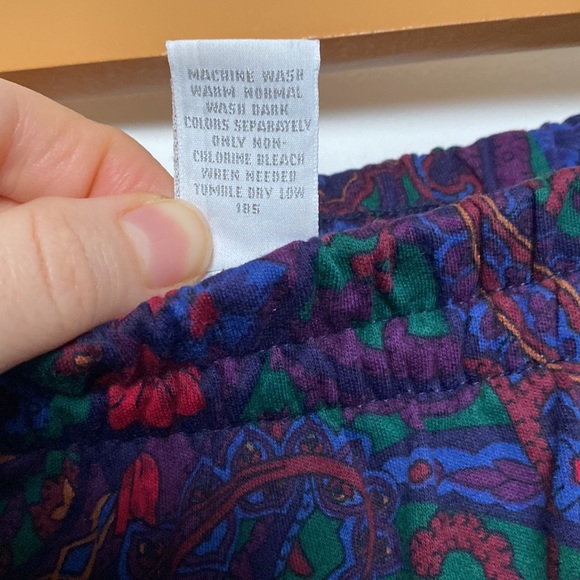 Vintage Lands’ End Skirt Women Small Purple Teal Aline Mid Paisley Knit USA 90s - Picture 11 of 12